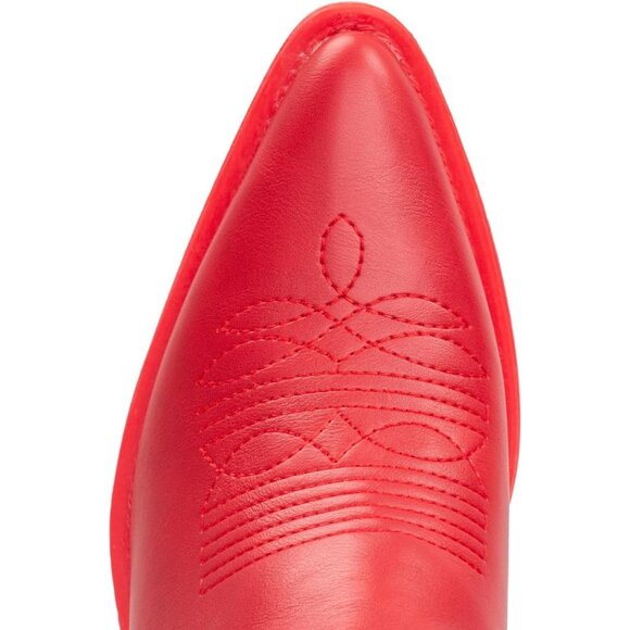 Women's Red Embroidery Western Cowgirl Boots Classic Pull On Pointy Toe Mid Calf - Picture 7 of 7